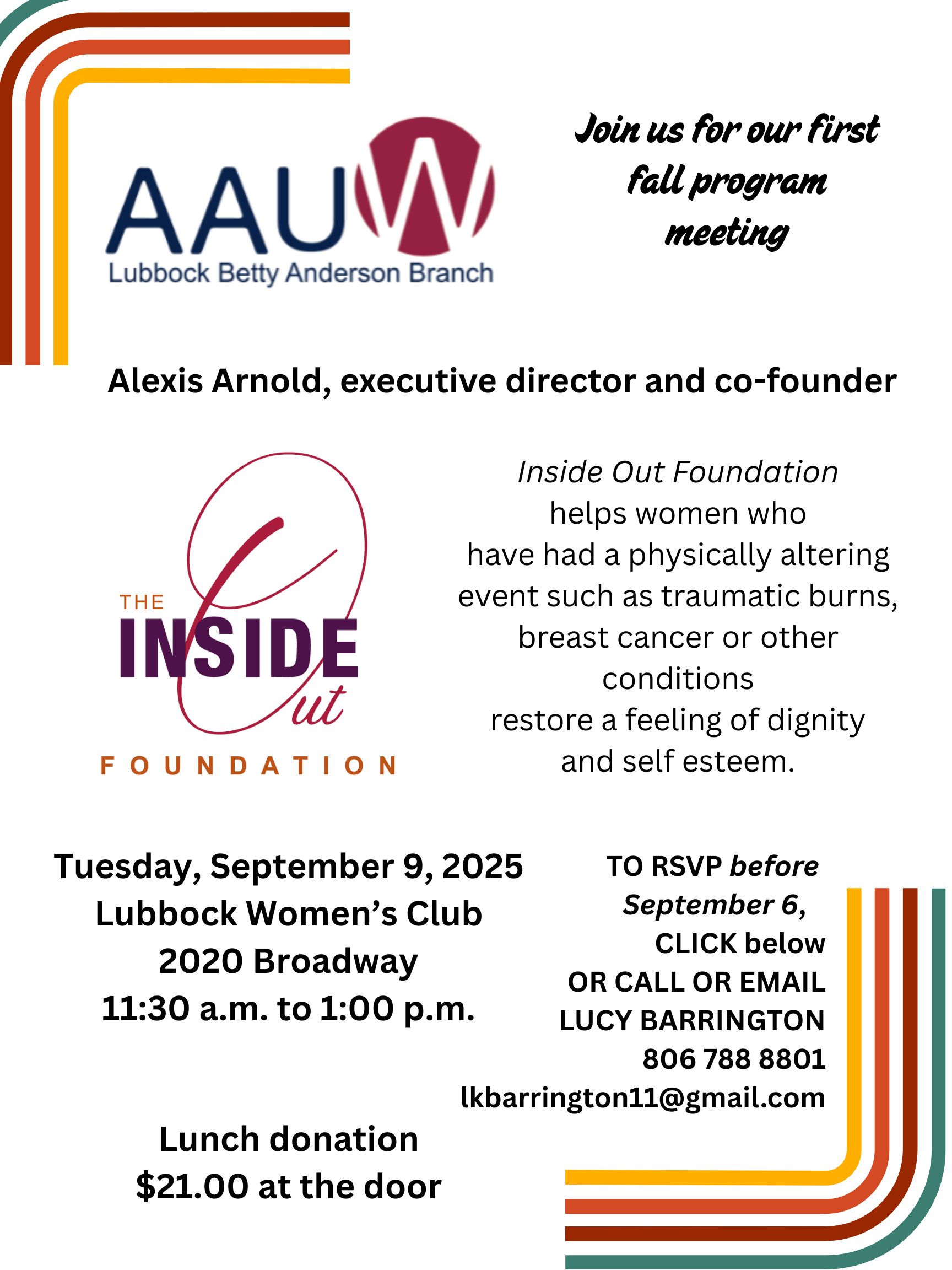 Sept-2025-Meeting Program Meeting with Alexis Arnold, The Inside Out Foundation